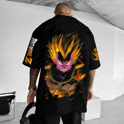 T-shirt Dragon Ball de verão 2026, 100% algodão, com estampado, novo modelo masculino de anime, confortável e respirável, tamanho grande, casual e largo