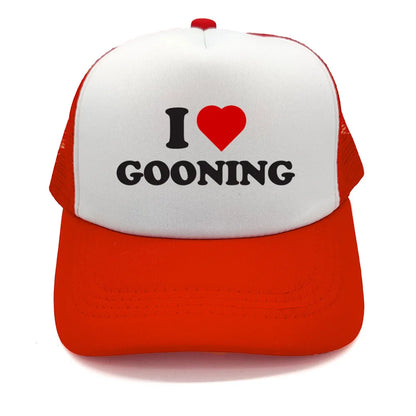 Casquettes de baseball humoristiques « I Love Gooning » – Casquette d'été tendance pour homme en maille, casquette de camionneur humoristique, casquettes unisexes d'extérieur en maille MZ-080