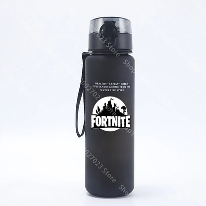 Garrafa de água desportiva Fortnites de 650ML, kawaii, motivacional, à prova de fugas, portátil e reutilizável, para exterior, viagens e ginásio, novo presente giro