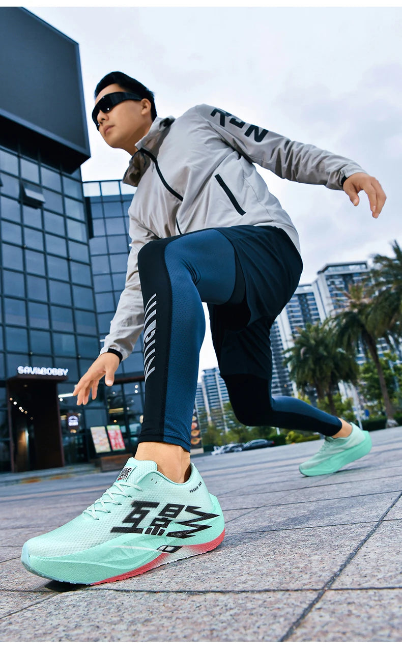 Running Shoe Men Sports Carbon Board Speciality Breathable Lightweight Women's Comfortable Athletic Nonskid Sneakers﻿ Marathon