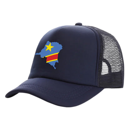 Democratic Congo Trucker Cap Men Democratic Republic of the Congo Hat Baseball Cap Cool Summer Unisex Mesh Net Caps