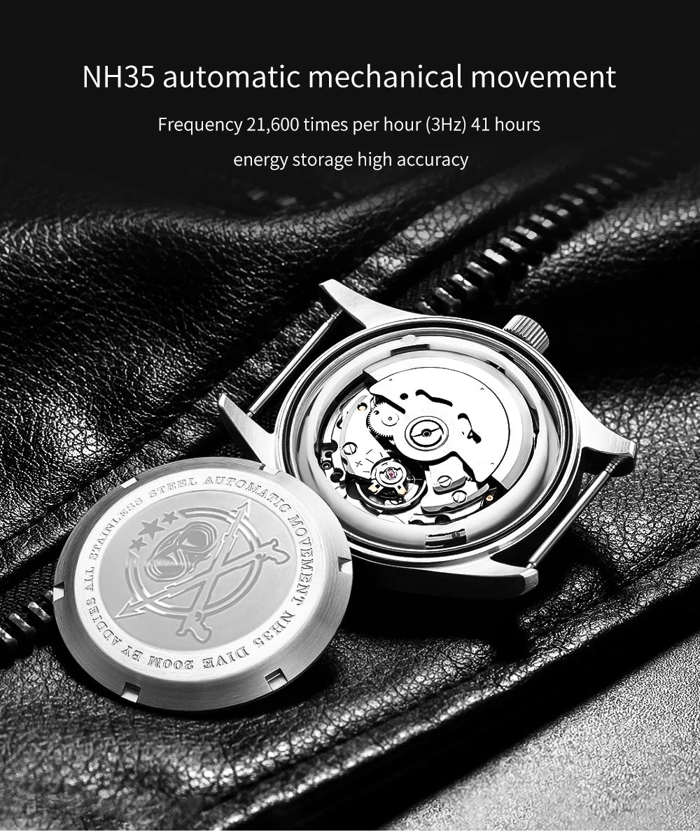ADDIESDIVE Watch For Men MY-H2 Stainless Steel Classics Mechanical Watches NH35 200m Diving Luminous Analog Watch Reloj Hombre