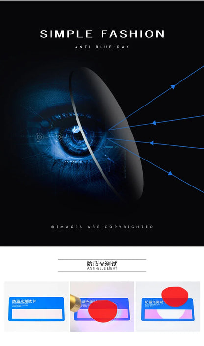 Men Sleep Blue Light Blocking Glasses Women Anti Radiation Computer Eyewear UV500 PC Red Lenses TR90 Square Eyeglasses Frames