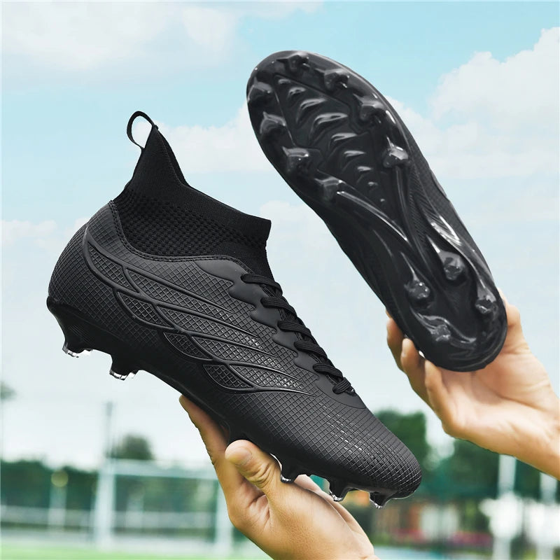 Superfly FG Football Boots Outdoor Soccer Cleat Black Shoes Soft Sport Professional Shoes Breathable Comfortable Boots Plus Size