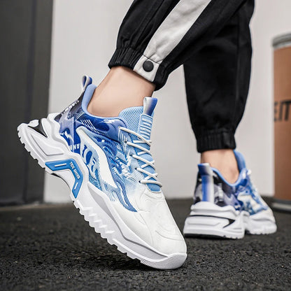 Scarpe sportive da uomo alla moda con lacci, versatili, antiscivolo, con suola spessa, per adolescenti, da indossare tutti i giorni, comode scarpe da corsa casual da uomo
