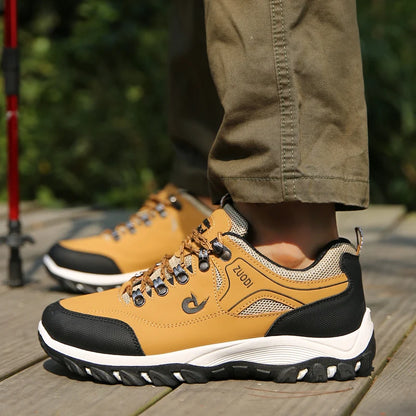 Autumn And Winter Models, Men's Waterproof Hiking Shoes, Outdoor PU Leather Sports Shoes, Wear-Resistant,  Walking, Tactical
