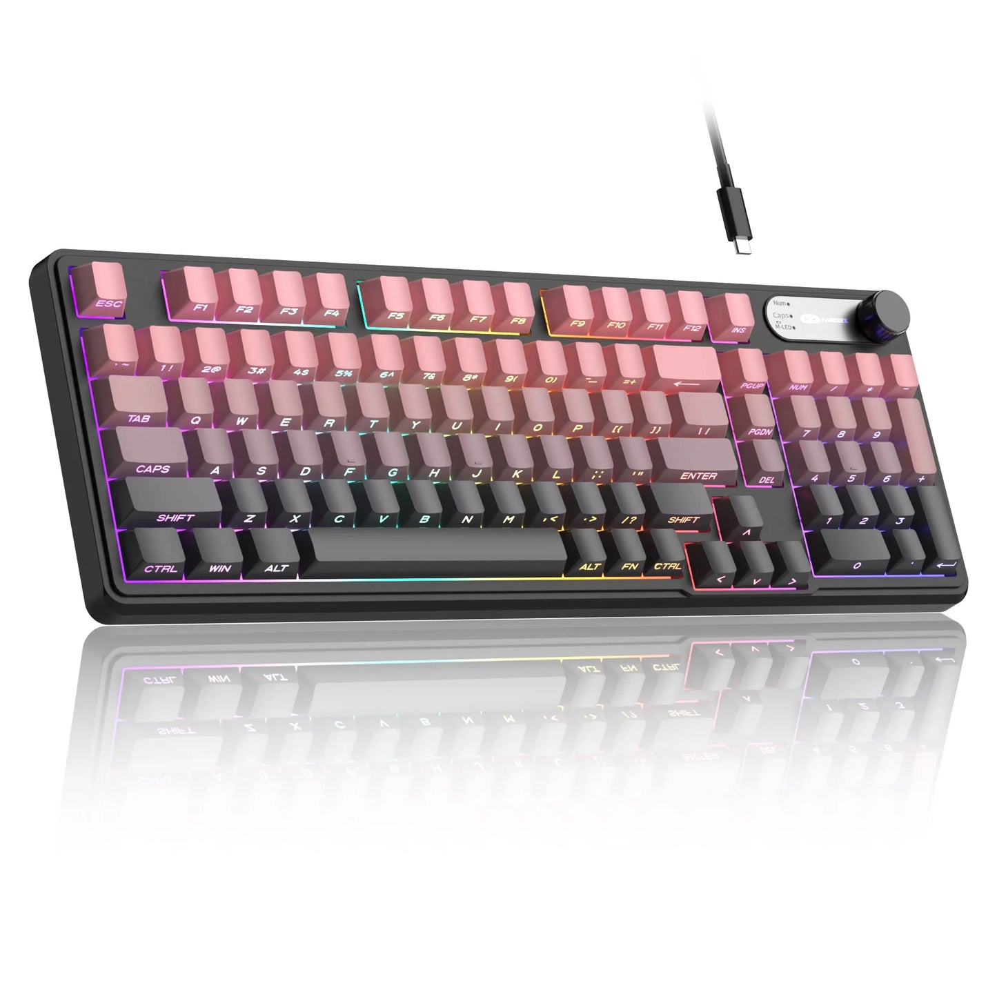 Magegee GK960 Membrane Keyboard Wireless 2.4G BT 98 Keys ABS Side Engraved Keycaps Adjustable RGB Lights for Office Game Windows