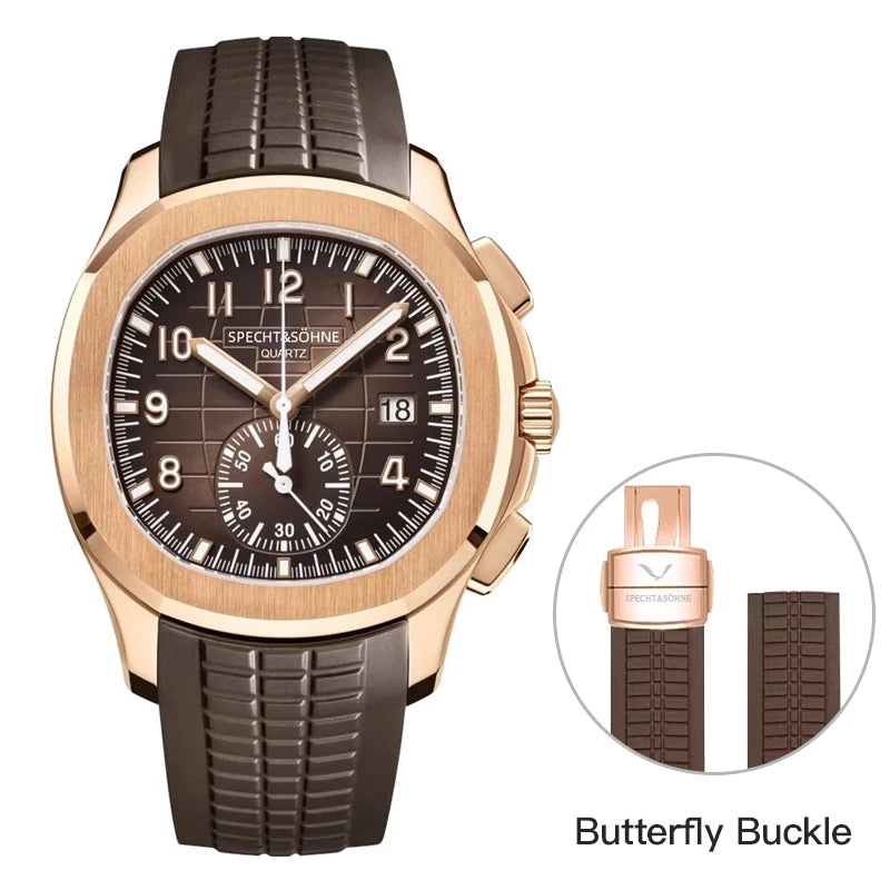Droppshiping Products 2025 Men Watch Specht&Sohne Japan Chronograph Quartz Wristwatch Rose Gold Relogio Masculino 50M Waterproof
