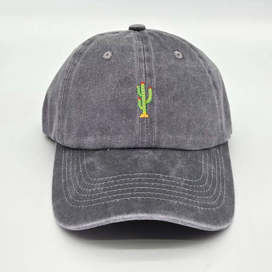 Casquette de baseball vintage souple avec broderie « Mini Cactus » pour homme et femme, effet délavé, pour le sport, la pêche, papa, visière, été, automne, casquette à visière