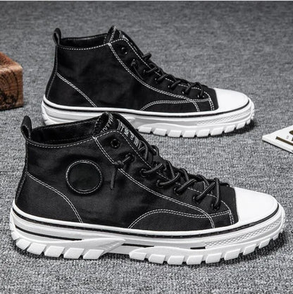 Men's Canvas Shoes Male High Top Casual Breathable Sports Shoes Gray Skateboarding Vulcanized Shoes Comfort Sneakers 2025 New