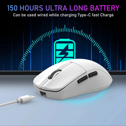 E-YOOSO X44 Lite Tri-Mode Rechargeable Wireless Mouse, Ultra Lightweight Bluetooth, 2.4G & USB-C Computer Mouse for Laptop, PC & Mac