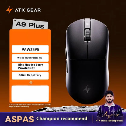 Rato Gaming Sem Fios ATK A9 Plus A9/A9 SE/A9 Pro Tri-Mode 8K Leve A9 Ultimate E-sports PC Presente Personalizado
