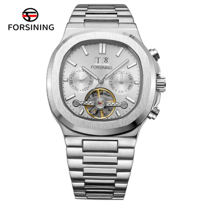 Forsining 481 Military Man Tourbillon Hands Watch Week Date Automatic Mechanical Watches Stainless Steel Clock Relogio Masculino