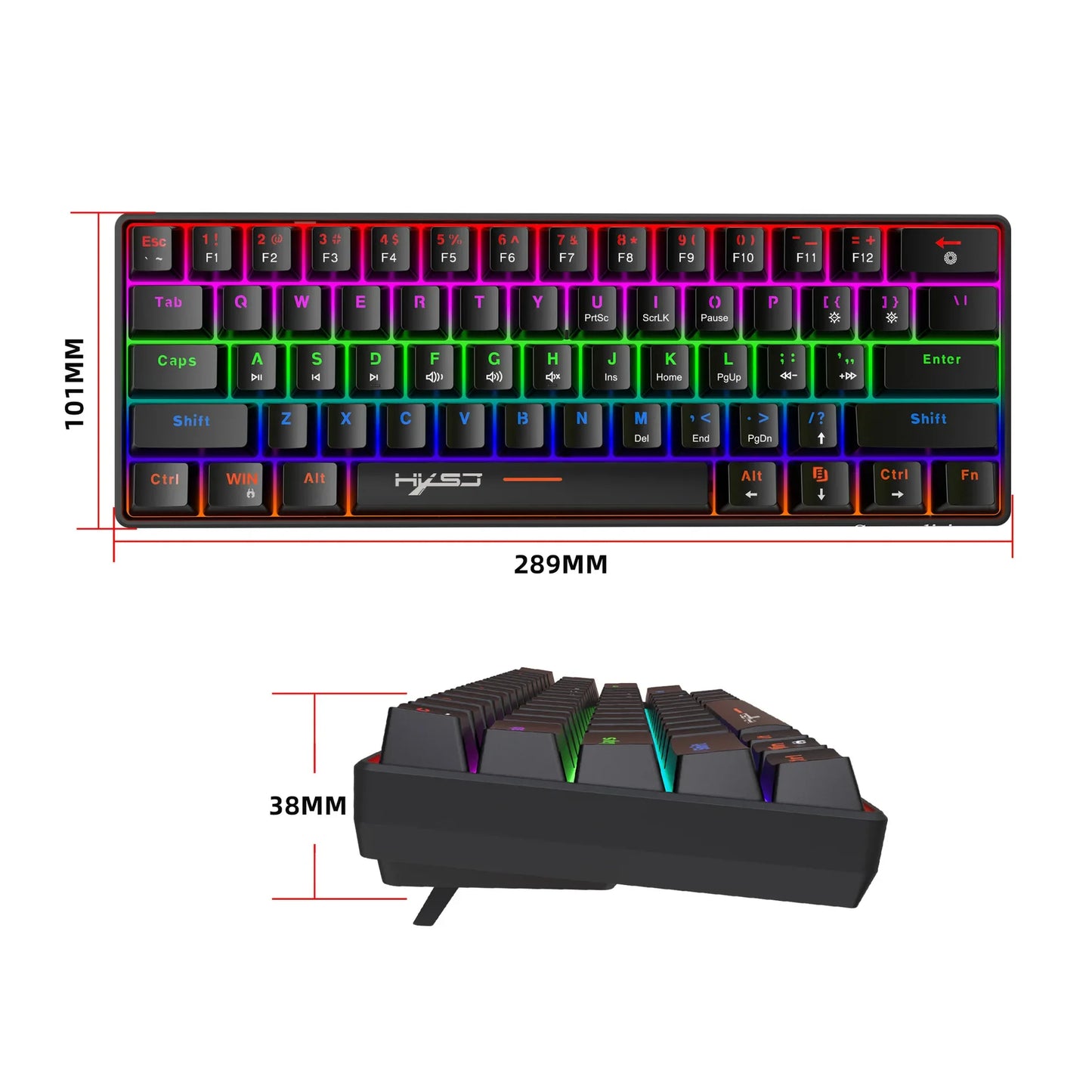Mechanical Keyboard 61 Keys Colorful Wired USB Keyboards Gamer Gaming 60% Backlit Computer Key Board PC Teclado Ergonomic Office