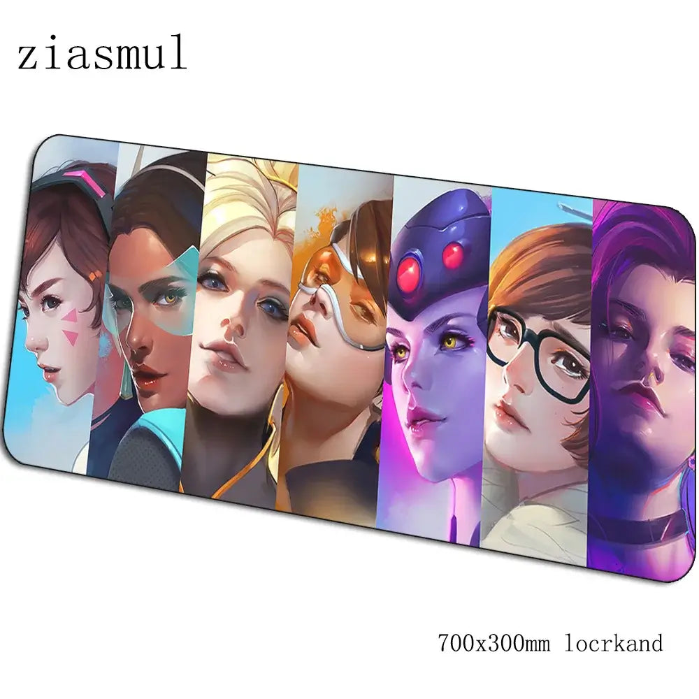 Tappetino mouse Overwatch cartoon per computer 700x300x3mm, tappetino gaming grande Indie Pop per mouse e tastiera, giochi PC gamer da scrivania