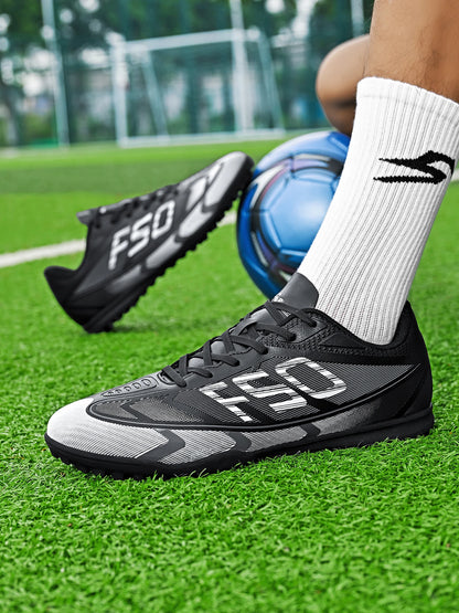 Breathable TF Soccer Shoes Men Women Kids PU+Fabric Non-Slip Wear-Resistant Rubber Sole Training Shoes