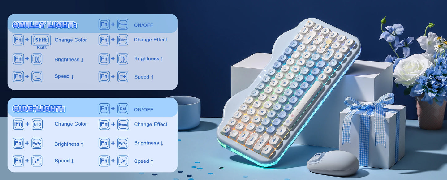 Teclado mecânico sem fios YUNZII C75, 75% cremoso com Hot Swap e RGB personalizável, design Gasket Cute Cake, para Win/Mac/Gaming