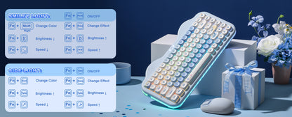 Teclado mecânico sem fios YUNZII C75, 75% cremoso com Hot Swap e RGB personalizável, design Gasket Cute Cake, para Win/Mac/Gaming