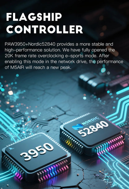 Rato Gaming Sem Fios Darmoshark M5Air em Fibra de Carbono Forjada 8K, PAW3950, 30K DPI, para Mãos Pequenas, Pegada Fingertip, Macros de Jogo, Leve