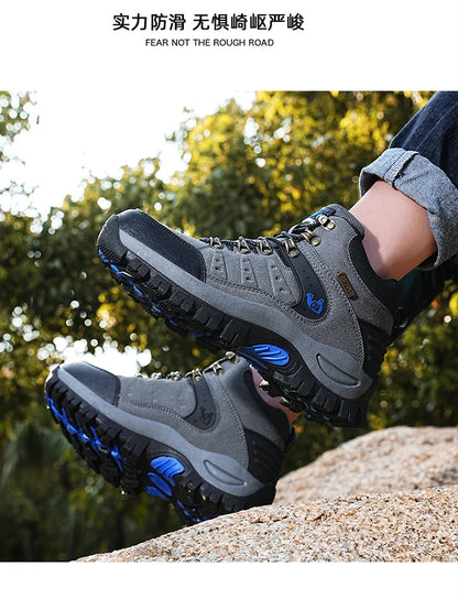 Outdoor trekking shoes autumn winter men waterproof hiking shoes mountain boots genuine leather woodland hunting tactical shoes