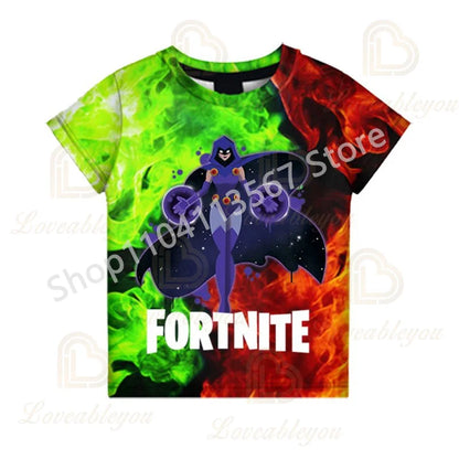 Conjunto Infantil 2 Peças F-Fortnited Victory 3D, T-shirt e Calções para Meninas e Meninos, Roupa Battle Royale, T-shirts Harajuku Hero