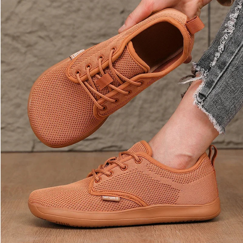 Summer Breathable Women's Flat Shoes Lightweight Mesh Comfortable Walking Shoes Men's Wide Foot Soft Sole Casual Wear Bare Foot