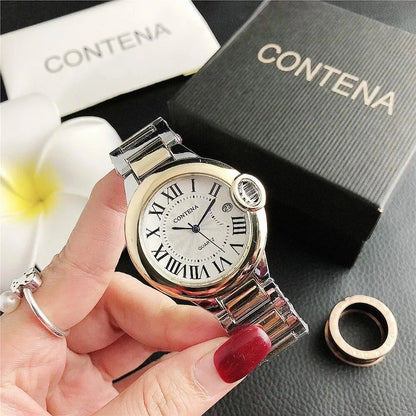 New Brand Luxury Stainless Steel Men and Women Luxury Atmosphere Quartz Watches Fashion Blue Balloon Women Date Watch Suit
