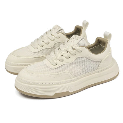 Sneakers da uomo ultraleggere in rete traspirante, scarpe casual alla moda con suola spessa, comode scarpe da ginnastica stringate per camminare tutti i giorni