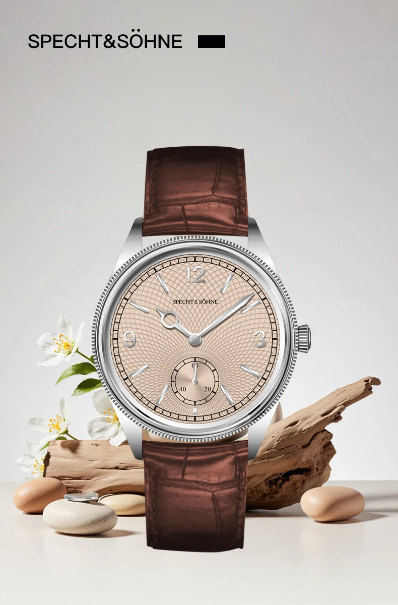 New Specht & Söhne 1908 Classic Men's Watches Mechanical Watch Genuine Leather Stainless Steel Business Wristwatch Waterproof
