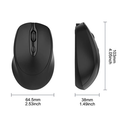 Rato sem fios compatível com Bluetooth 2.4G recarregável, rato de computador USB silencioso para gaming, para PC, portátil, MacBook e tablet