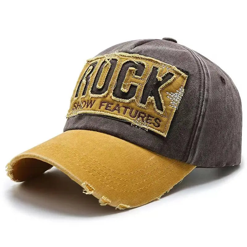 Baseballkasket i bomuld af høj kvalitet med ROCK-bogstavbroderi til mænd og kvinder, gorras snapback, udendørs sportssolhat