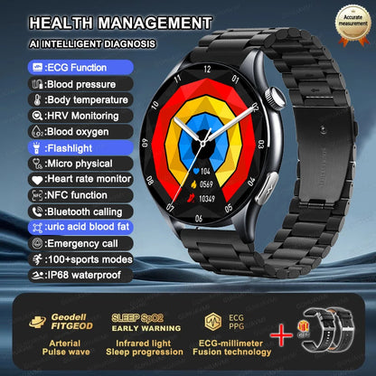 For XIAOMI 2025 New ECG+PPG Smartwatch Precise Uric Acid Blood Lipids Pressure Body Analysis Smart Watch Men BT Call NFC Watches