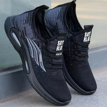 Breathable Running Shoes Men's Sporty Casual Outdoor Travel Lightweight Rubber Outsole Flat Heel round Toe Knitted Mesh Upgraded