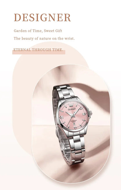 OLEVS 3668 Women Watch Luxury Original Waterproof Stainless Steel Quartz Watch Roman Automatic Date Women Watch Reloj Para Mujer