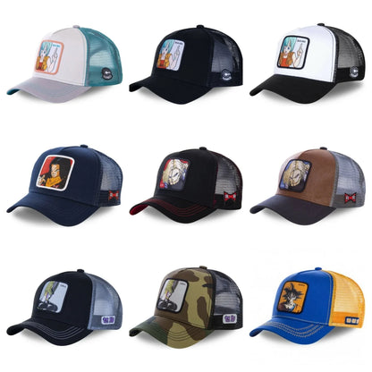 Dragon Ball Buu Goku Cap Ljetna muška kapa s ravnim vrhom i šiljastim obodom, s vezenim uzorkom, hip-hop stil, sunčana vizira, podesiva trucker mrežasta kapa