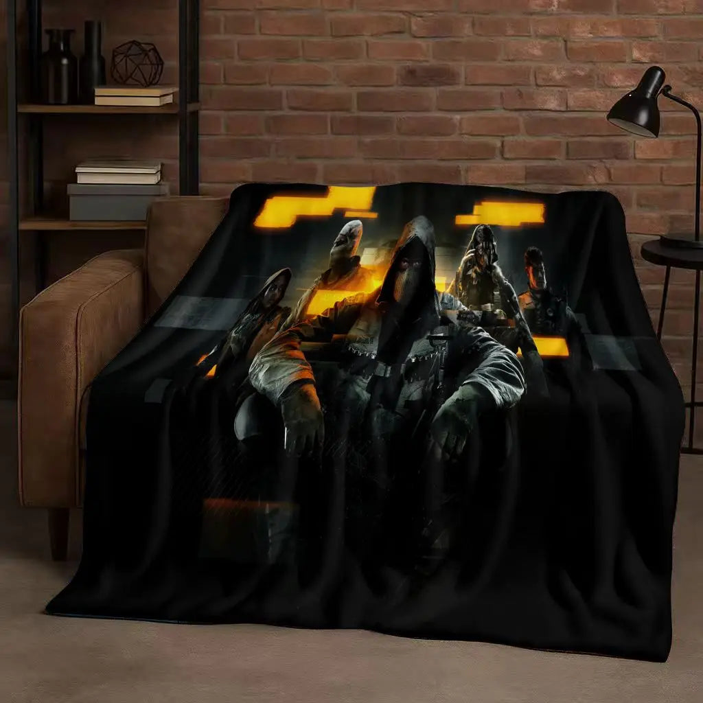 3D Classic Gun Game Call of Duty COD Ghost Simon Flannel Blanket,Ultra Soft Warm Plush Throw for Home Bedroom Bed Sofa Cover Kid