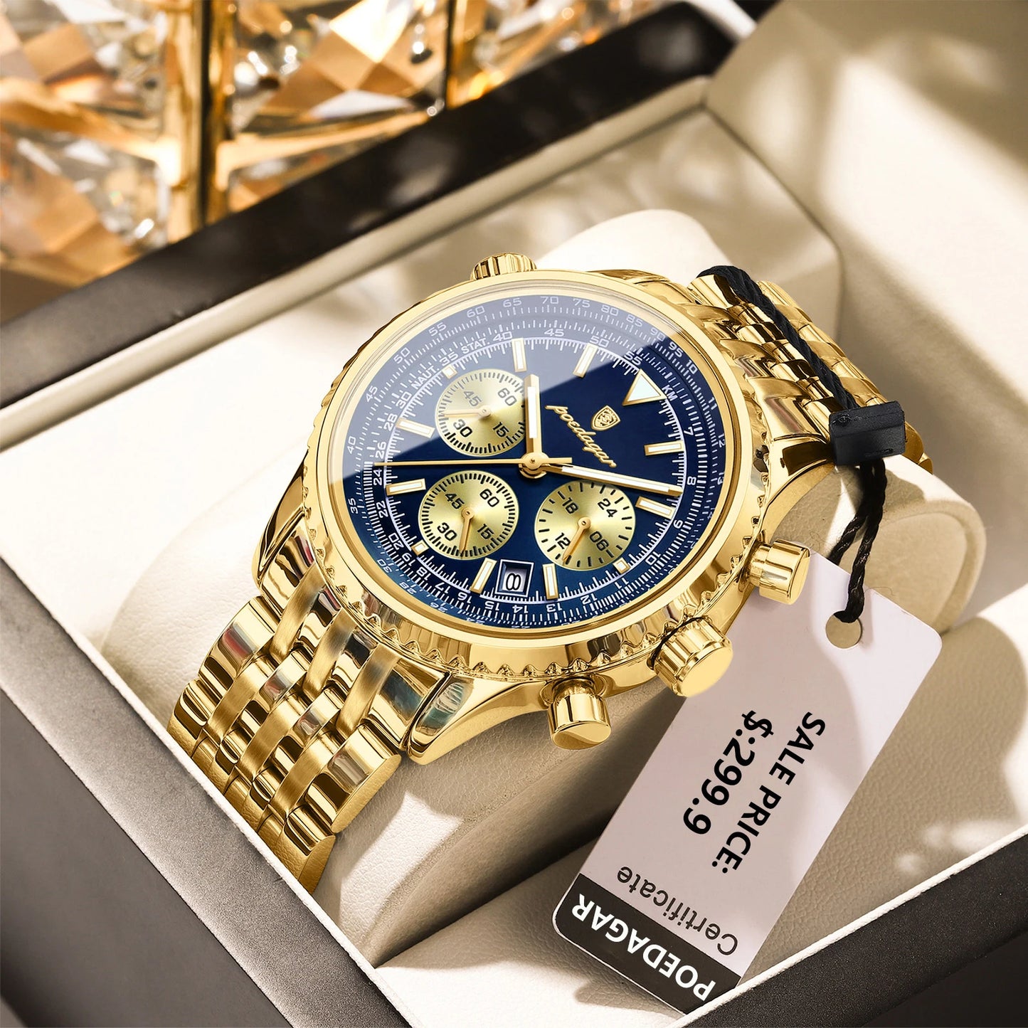 POEDAGAR Fashion Military Men's Watches Waterproof Luminous Date Chronograph Man Watch Stainless Steel Luxury Quartz Male Clock