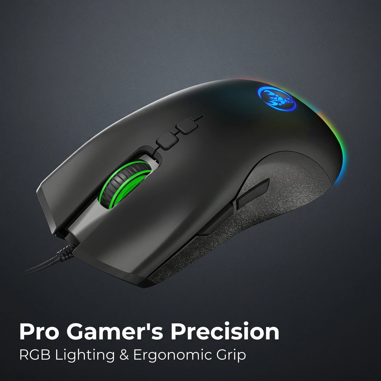 High-End Ergonomic Gaming Mouse, USB Wired Gaming Mouse with 6400 DPI, RGB Breathing LED Lights, Anti-Slip Grip, 7 Programmable Buttons for PC