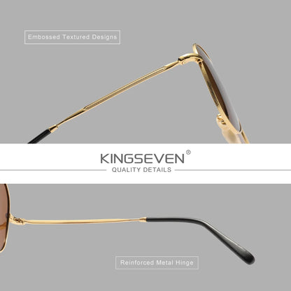 KINGSEVEN Pilot Alloy Sunglasses Polarization UV400 Anti-reflection Full Frame Parsnip Glasses Women Retro Luxury Eyewear