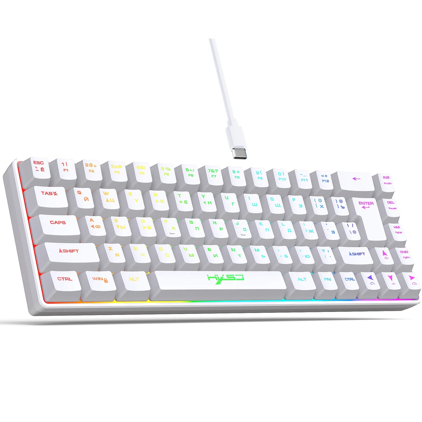 RGB backlit keyboard Russian 69 keys white membrane gaming wired ergonomic Keyboards for compact mini for pc laptop color black