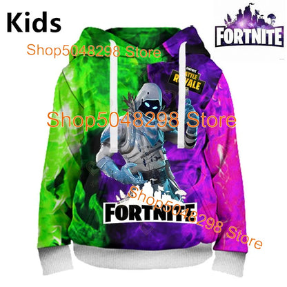 Sweatshirt com Estampado de Herói Fortnite, Jogo Popular, para Rapazes e Raparigas, Roupa 3D Casual, Hoodie para Crianças, Adultos, Homens e Mulheres, Pullover de Primavera e Outono