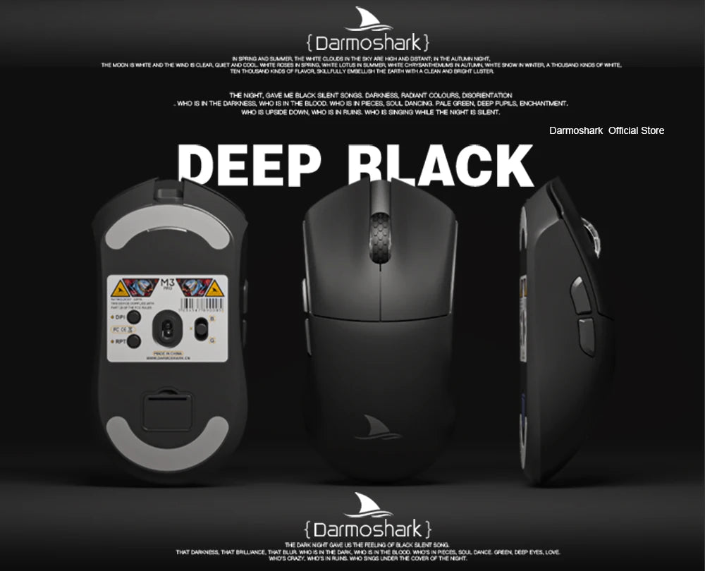 Darmoshark M3Pro Gaming-Maus 2.4G BT kabellos Tri-Mode PAW3395 Sensor N52840 26000DPI für große Hände mit Makro-Treiber – Maus für Gaming