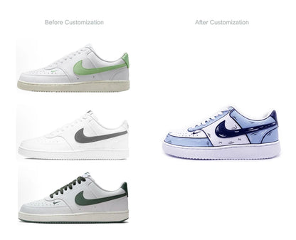 Custom Sneakers Custom Sneakers NIKE COURT VISION  Messy Line Design Couple Matching Shoes Unisex Low-Top Skate  retro shoes