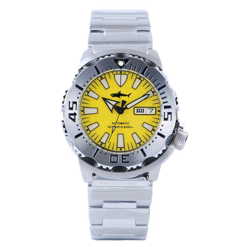 Relógio de mergulho masculino Heimdallr Sharkey Monster V2 em aço inoxidável 316L, movimento Japan NH36A, 200M à prova de água, relógios mecânicos para homem