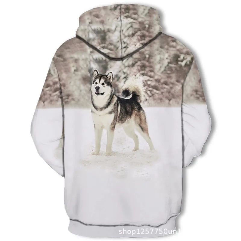 New Fashion Animal 3D Printed Hoodie Men and Women Personalized Design Sweatshirt Snow Double Wolf Harajuku Oversized Hoodie