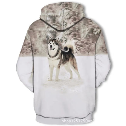 New Fashion Animal 3D Printed Hoodie Men and Women Personalized Design Sweatshirt Snow Double Wolf Harajuku Oversized Hoodie
