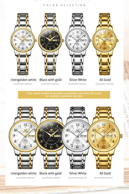 OLEVS 2891 Luxury Brand Fashion Women's Watches Waterproof Luminous Quartz Watch Dual Calendar Stainless Steel Strap Wristwatch
