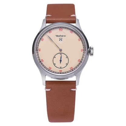 Milifortic Jumping Hour Auto R077 Vintage Small Seconds ST17 Movement Jump Hour Salmon Dial Men Watches
