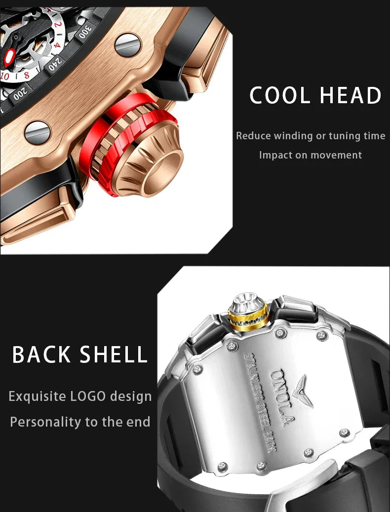 ONOLA 6827 Fashion Sports Quartz Men's Watch Waterproof Luminous Calendar Chronograph Watches for Men Relogios Masculino Часы