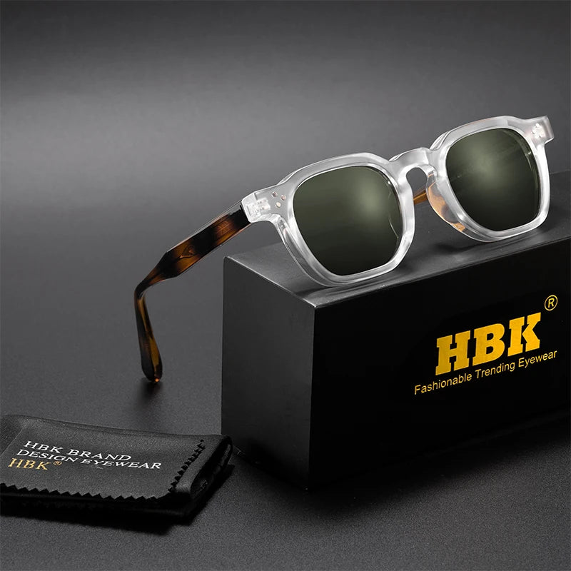 HBK Fashion Retro Men Sunglasses Classic Square Frame  Design Sun Glasses Women Outdoor Travel Party Business Festival Gift